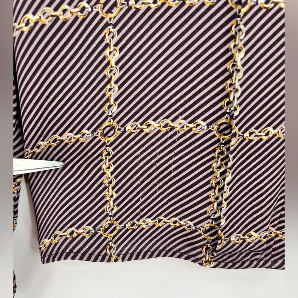 REISS Nyla Chain Link Print Button Down Top Blouse Striped Long Sleeve Size 4 - Picture 16 of 16